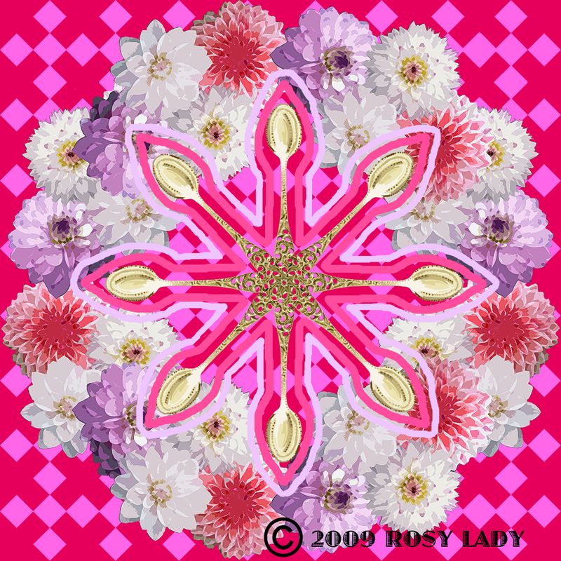 Spoonflower-Dahlias and teaspoons